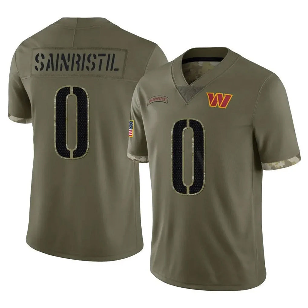 Davalo W.Commanders #0 Mike Sainristil Player Olive Salute To Service Limited Home Game Stitched Jerseys