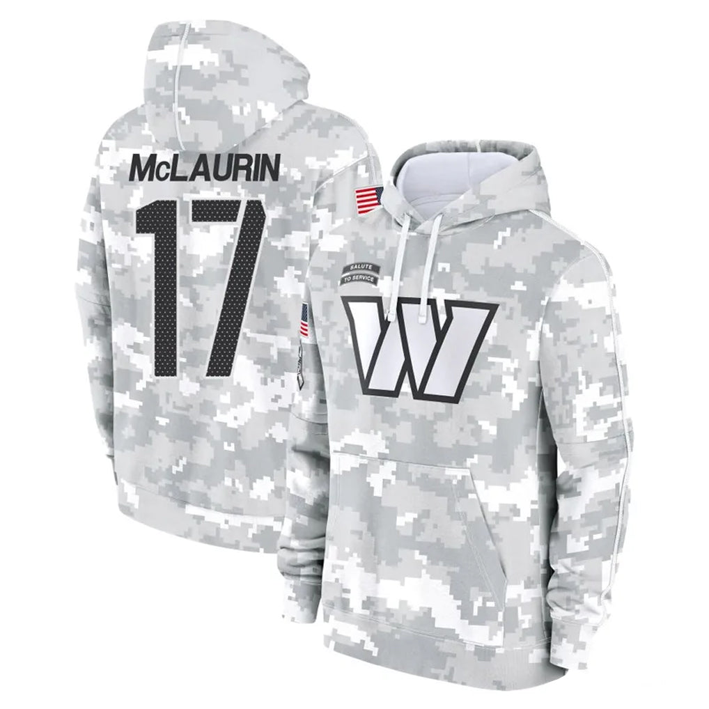 Davalo W.Commanders #17 Terry Mclaurin Player Arctic Camo Limited Salute to Service Pullover Hoodies Game Stitched Jerseys