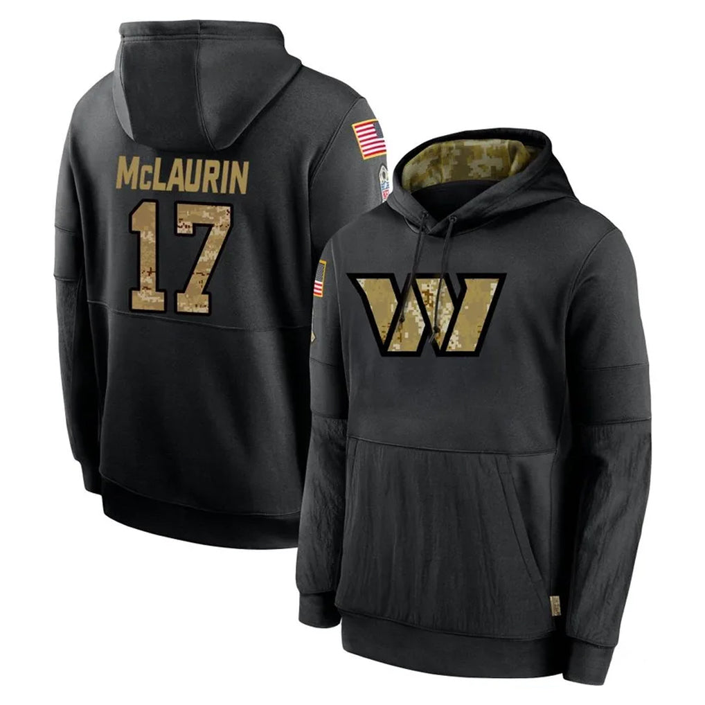 Davalo W.Commanders #17 Terry Mclaurin Player Black Salute to Service Performance Pullover Hoodies Home Game Stitched Jerseys
