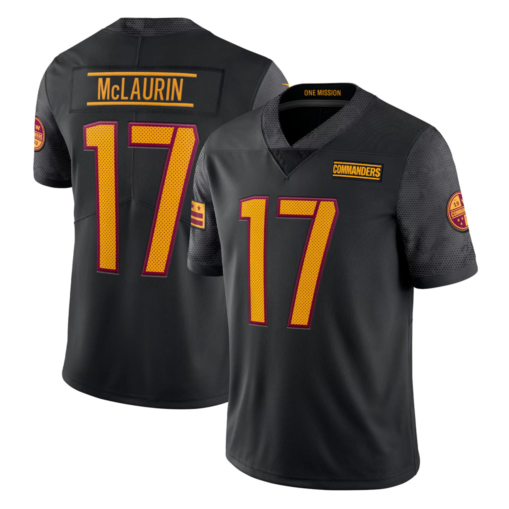Davalo W.Commanders #17 Terry Mclaurin Player Black Vapor Untouchable Home Game Stitched Jerseys
