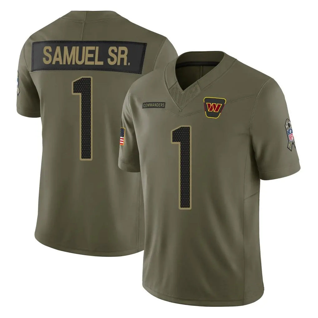 Davalo W.Commanders #1 Deebo Samuel Sr Player Olive Salute To Service Limited Stitched Jerseys