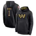 Davalo W.Commanders #1 Rachaad White Player Black Salute to Service Performance Pullover Hoodies Home Game Stitched Jerseys