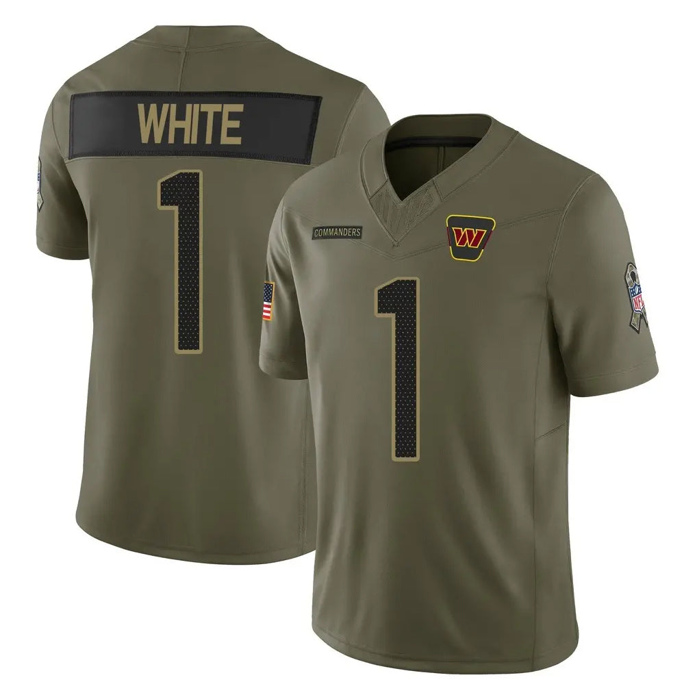 Davalo W.Commanders #1 Rachaad White Player Olive 2025 Salute To Service Limited Home Game Stitched Jerseys