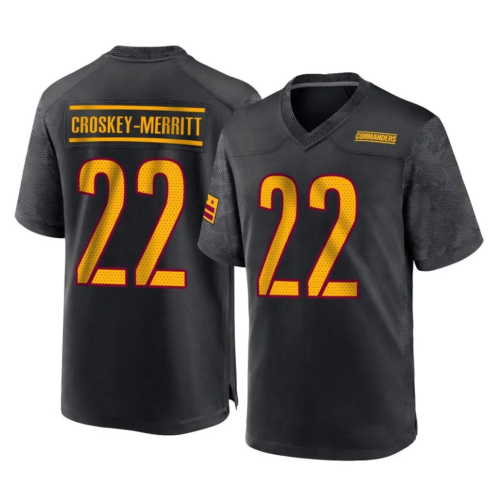 Davalo W.Commanders #22 Jacory Croskey-Merritt Player Black Home Game Stitched Jerseys