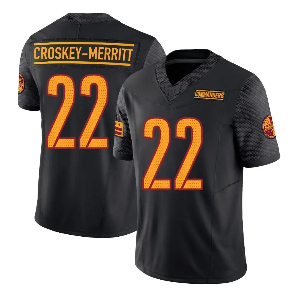 Davalo W.Commanders #22 Jacory Croskey-Merritt Player Black Vapor F.U.S.E. Limited Stitched Jerseys