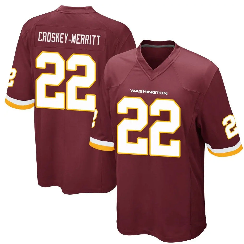Davalo W.Commanders #22 Jacory Croskey-Merritt Player Burgundy Game Stitched Jerseys