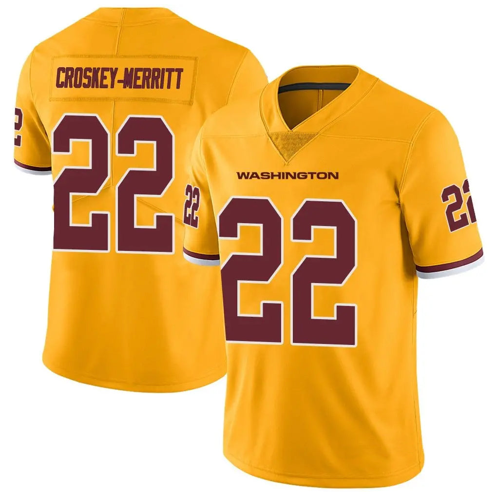Davalo W.Commanders #22 Jacory Croskey-Merritt Player Gold Vapor Limited Stitched Jerseys