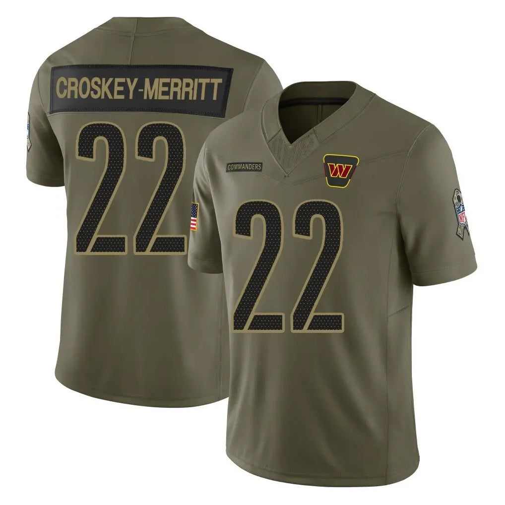 Davalo W.Commanders #22 Jacory Croskey-Merritt Player Olive Salute To Service Limited Stitched Jerseys