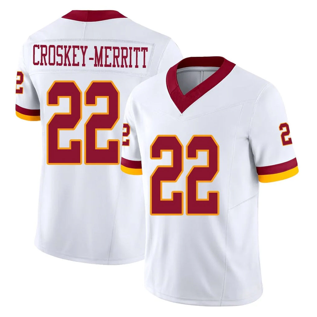 Davalo W.Commanders #22 Jacory Croskey-Merritt Player White Limited Vapor F.U.S.E. Home Game Stitched Jerseys