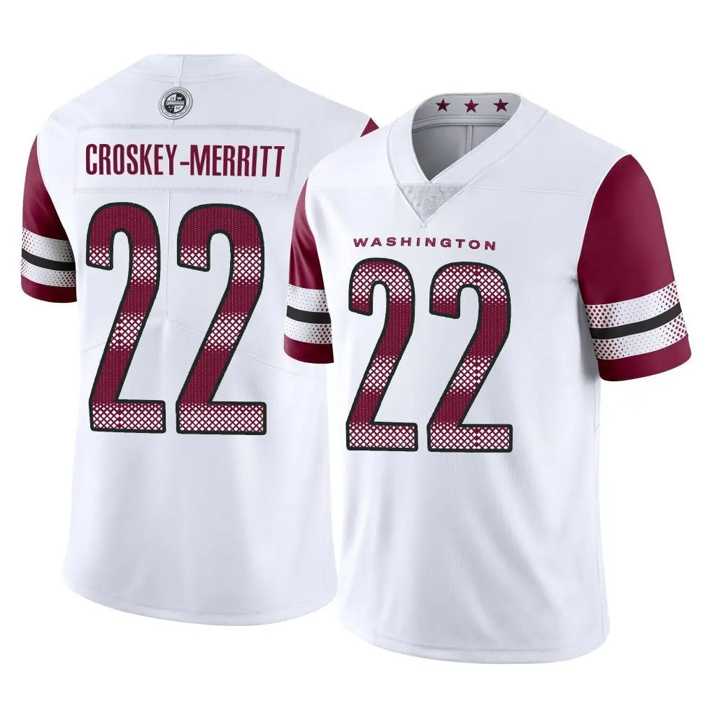 Davalo W.Commanders #22 Jacory Croskey-Merritt Player White Limited Vapor Home Game Stitched Jerseys