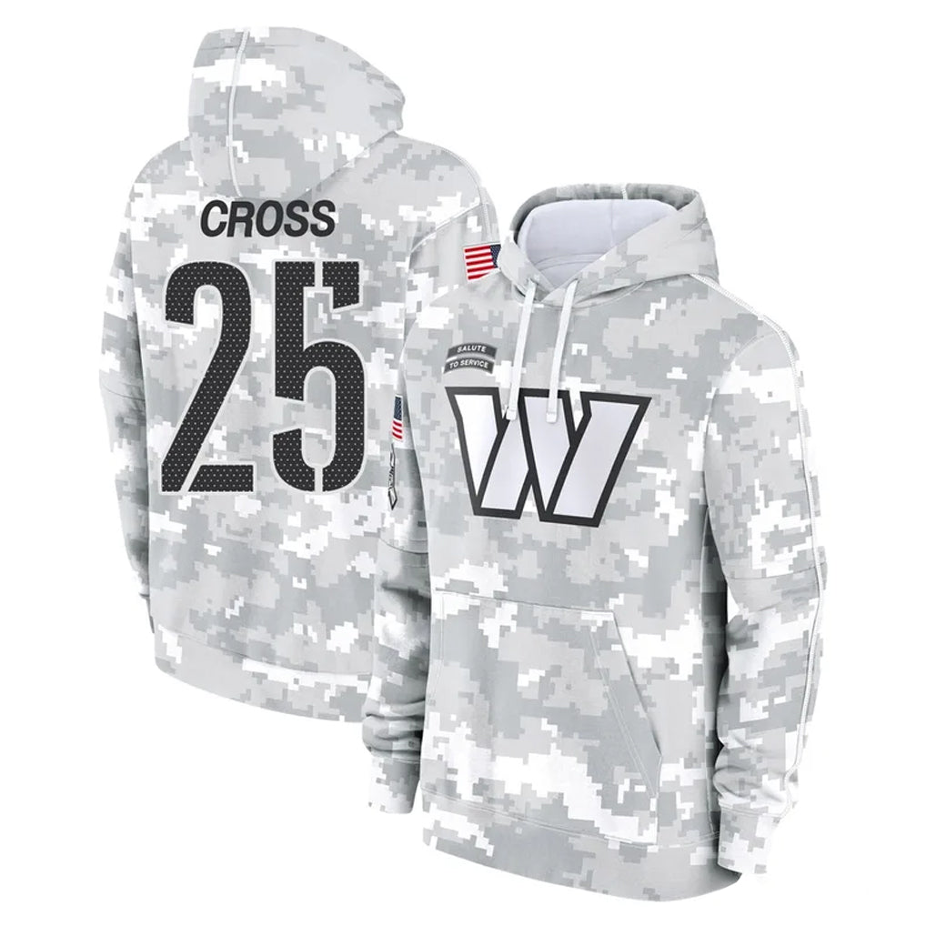 Davalo W.Commanders #25 Nick Cross Player Arctic Camo Limited Salute to Service Pullover Hoodies Game Stitched Jerseys