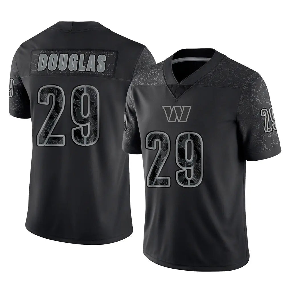 Davalo W.Commanders #29 Rasul Douglas Player Black Limited Reflective Home Game Stitched Jerseys