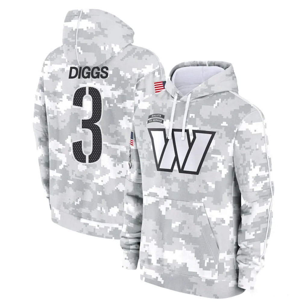 Davalo W.Commanders #3 Stefon Diggs Player Arctic Camo Limited Salute to Service Pullover Hoodies Game Stitched Jerseys