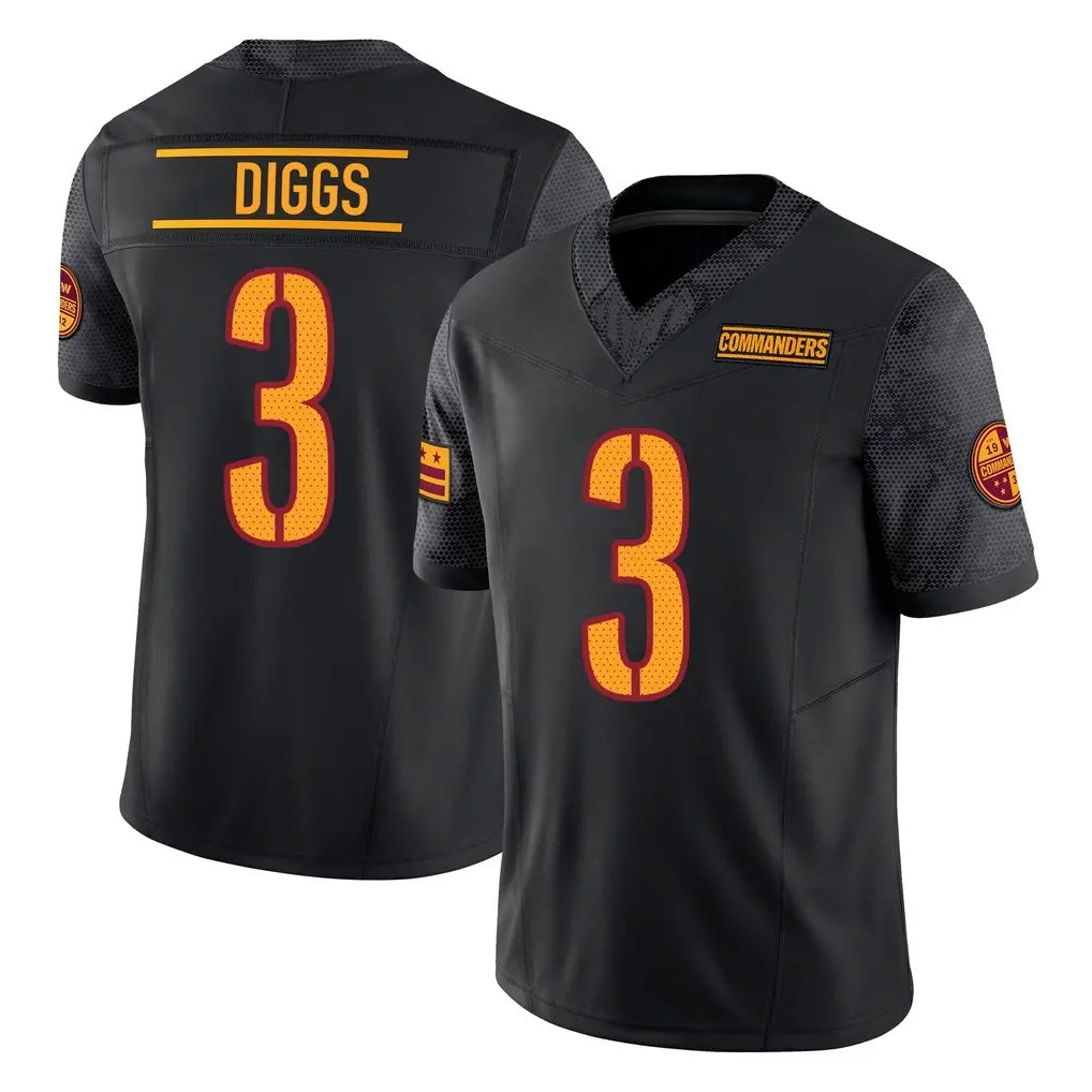 Davalo W.Commanders #3 Stefon Diggs Player Black Limited Vapor F.U.S.E. Home Game Stitched Jerseys