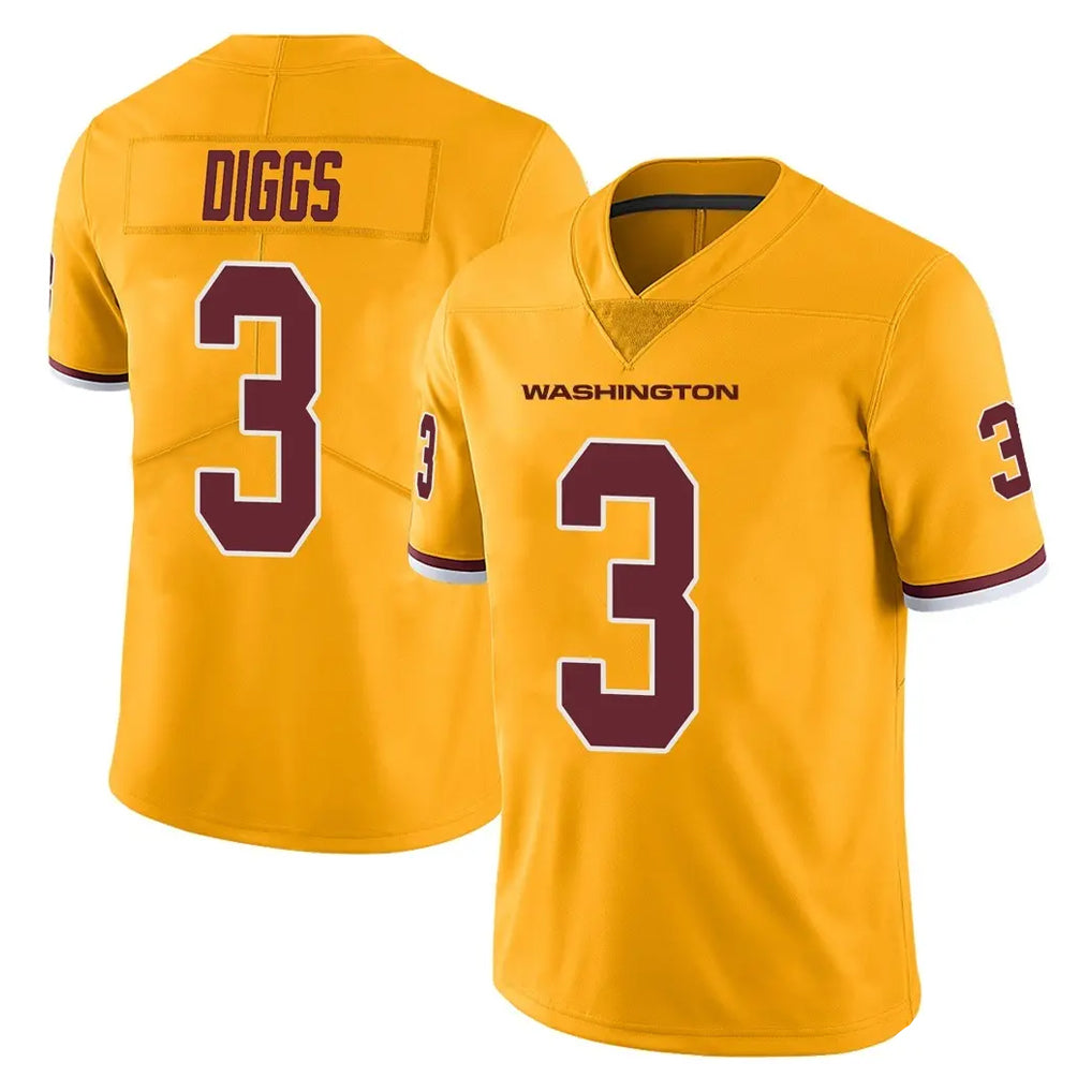 Davalo W.Commanders #3 Stefon Diggs Player Gold Limited Color Rush Home Game Stitched Jerseys