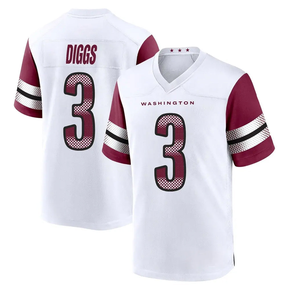 Davalo W.Commanders #3 Stefon Diggs Player White Game Home Stitched Jerseys