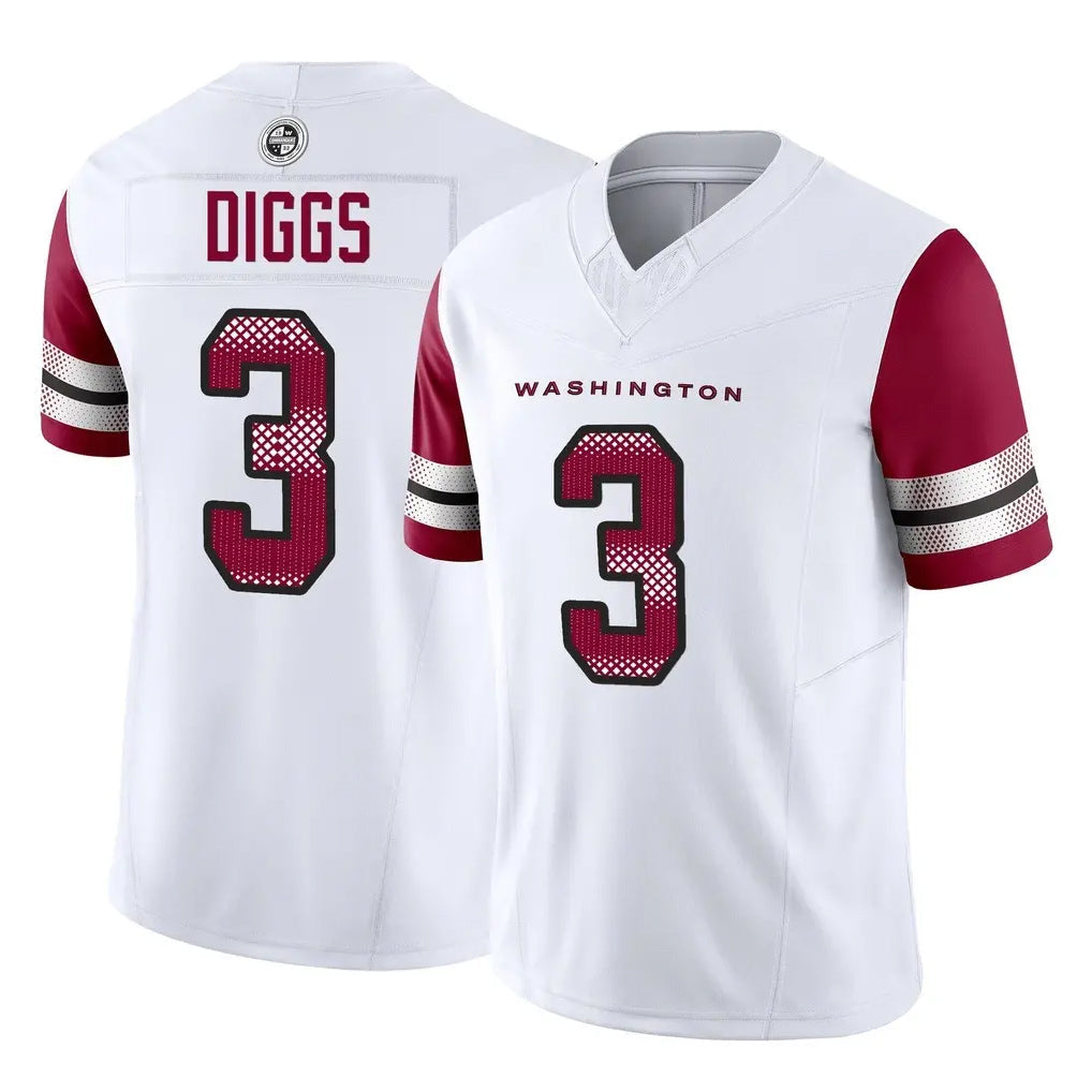 Davalo W.Commanders #3 Stefon Diggs Player White Vapor F.U.S.E. Limited Home Game Stitched Jerseys