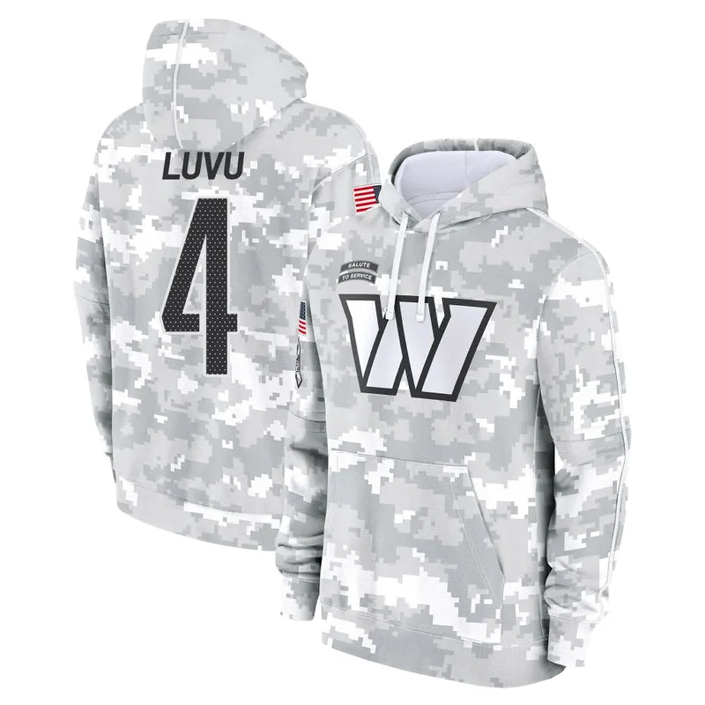 Davalo W.Commanders #4 Frankie Luvu Player Arctic Camo Salute to Service Hoodies Stitched Jerseys