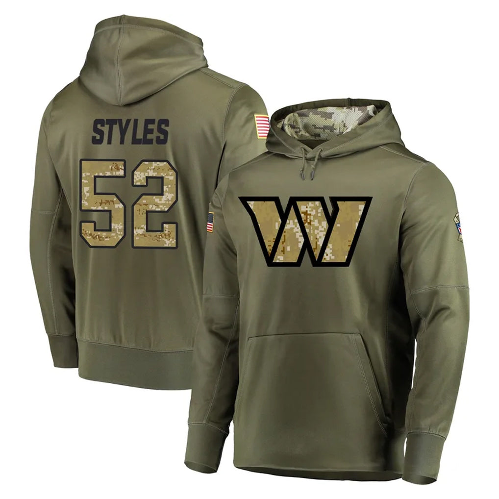Davalo W.Commanders #52 Sonny Styles Player Olive Salute to Service Pullover Hoodie Limited Home Game Stitched Jerseys