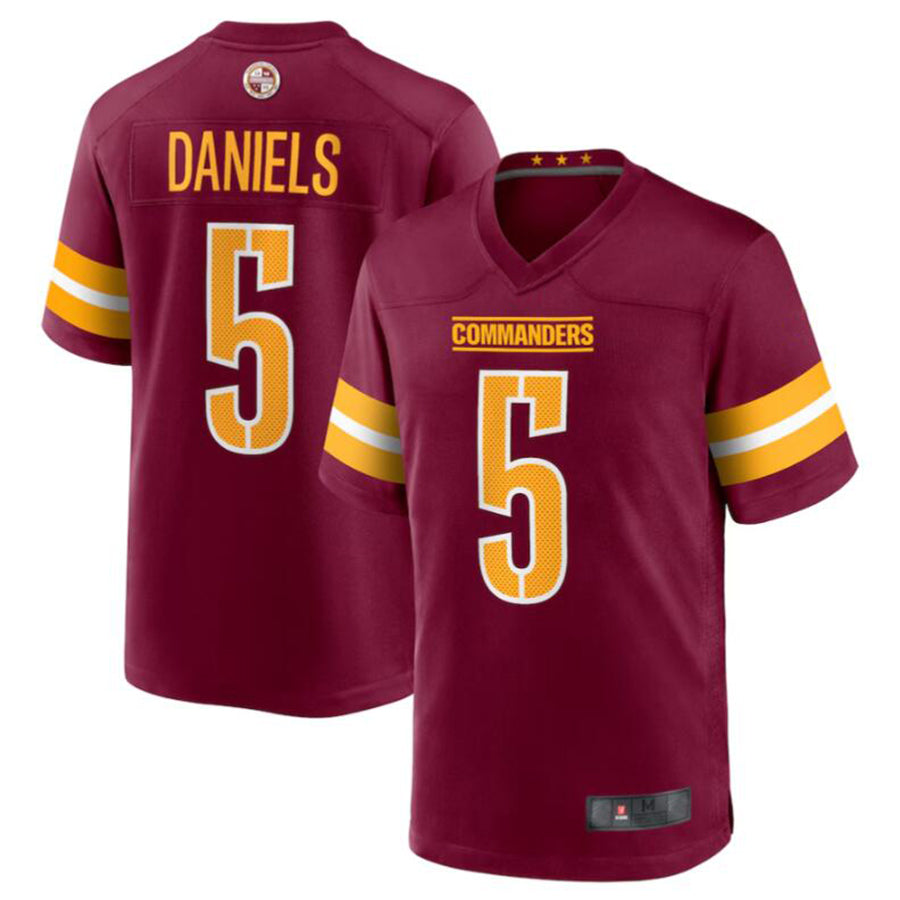 Davalo W.Commanders #5 Jayden Daniels Burgundy 2024 Draft First Round Pick Player Game Stitched Jerseys