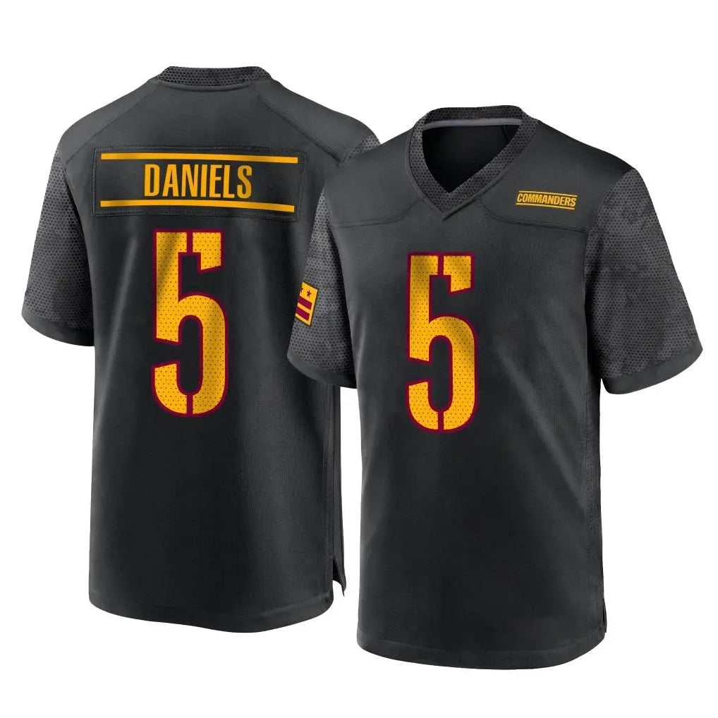 Davalo W.Commanders #5 Jayden Daniels Player Black Home Game Stitched Jerseys