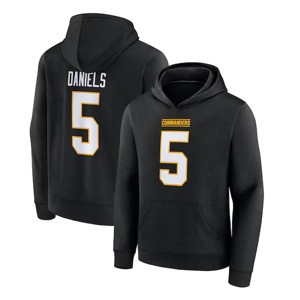 Davalo W.Commanders #5 Jayden Daniels Player Black Salute to Service Hoodies Stitched Jerseys