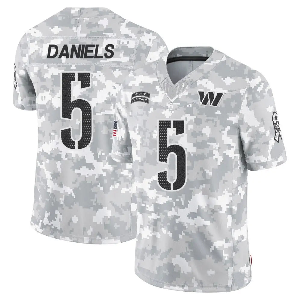 Davalo W.Commanders #5 Jayden Daniels Player Limited Arctic Camo Salute to Service Stitched Jerseys