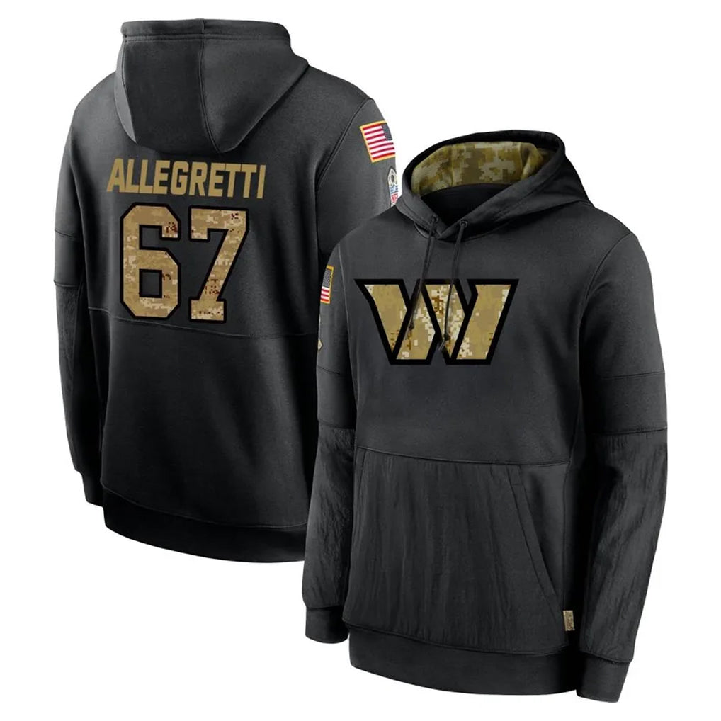 Davalo W.Commanders #67 Nick Allegretti Player Black Salute to Service Performance Pullover Hoodies Home Game Stitched Jerseys