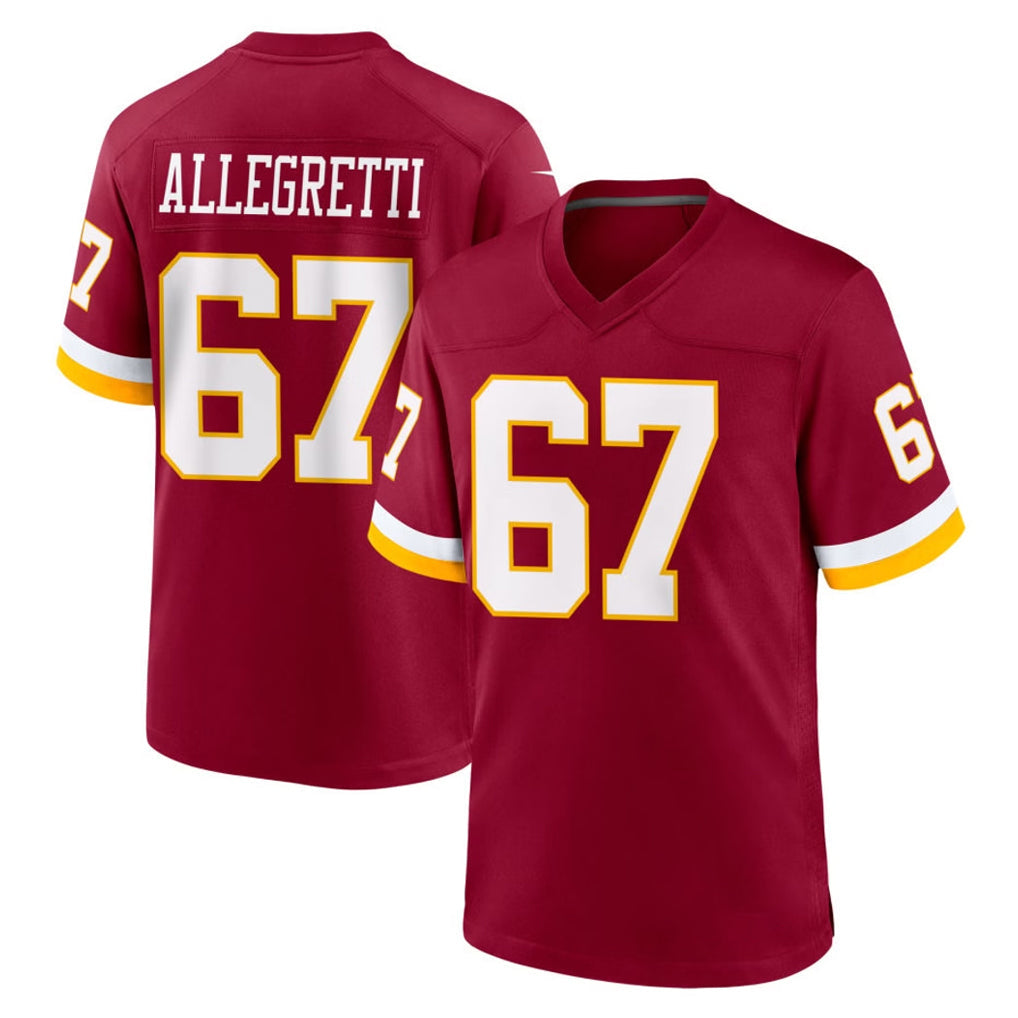Davalo W.Commanders #67 Nick Allegretti Player Burgundy Game Home Stitched Jerseys
