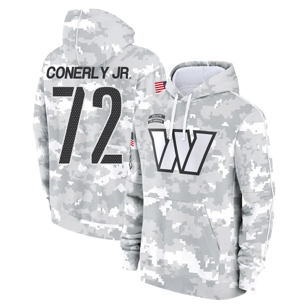 Davalo W.Commanders #72 Josh Conerly Jr. Player Arctic Camo Limited Salute to Service Pullover Hoodies Game Stitched Jerseys
