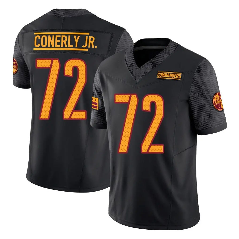Davalo W.Commanders #72 Josh Conerly Jr. Player Black Limited Vapor F.U.S.E. Home Game Stitched Jerseys