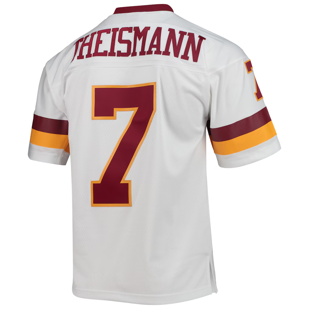 Davalo W.Commanders #7 Joe Theismann Mitchell & Ness White Legacy Replica Stitched Puhic Jersey