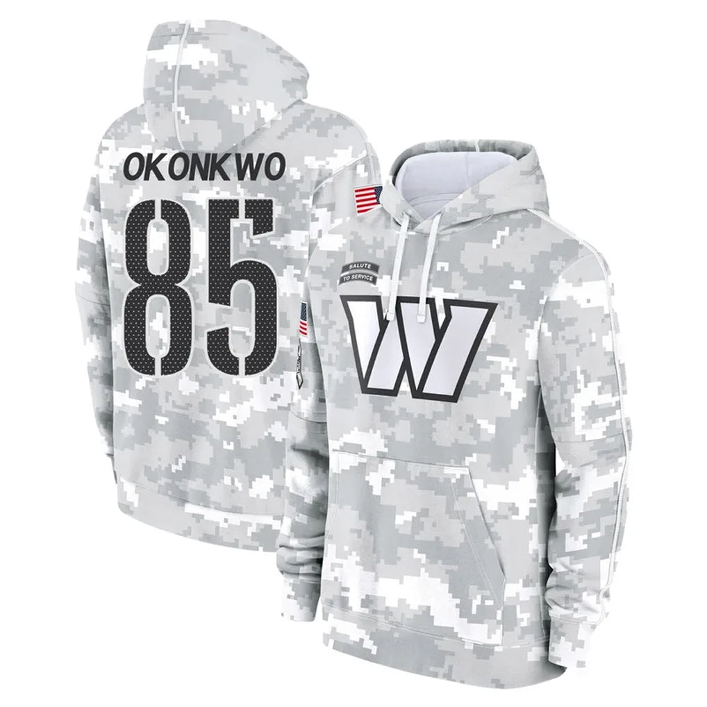 Davalo W.Commanders #85 Chig Okonkwo Player Arctic Camo Limited Salute to Service Pullover Hoodies Game Stitched Jerseys