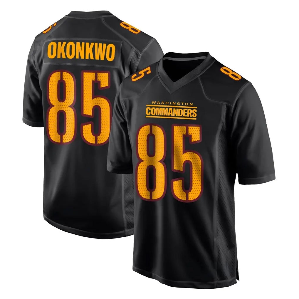 Davalo W.Commanders #85 Chig Okonkwo Player Black Carbon Fashion Home Game Stitched Jerseys