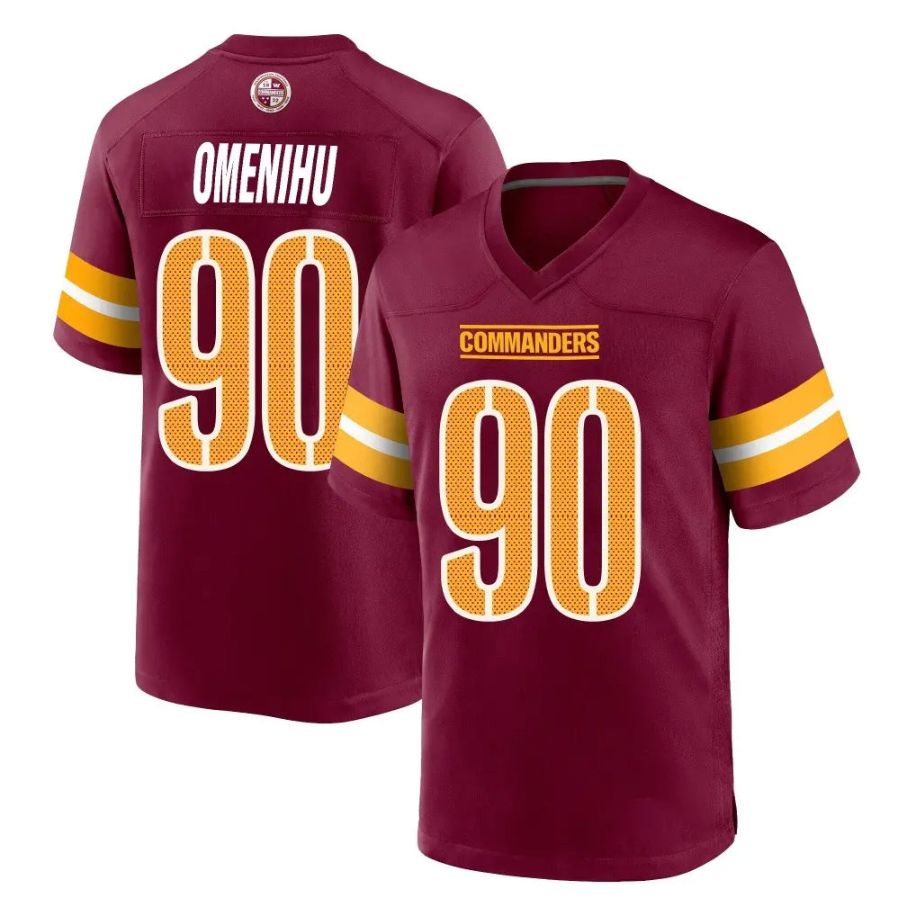 Davalo W.Commanders #90 Charles Omenihu Player Burgundy Home Game Stitched Jerseys