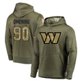 Davalo W.Commanders #90 Charles Omenihu Player Olive Salute to Service Pullover Hoodie Limited Home Game Stitched Jerseys