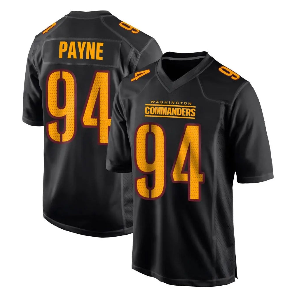 Davalo W.Commanders #94 Daron Payne Player Black Carbon Fashion Home Game Stitched Jerseys