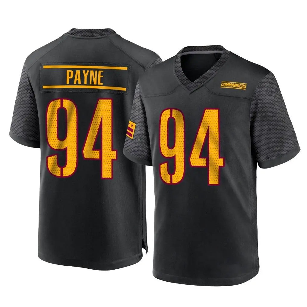 Davalo W.Commanders #94 Daron Payne Player Black Home Game Stitched Jerseys