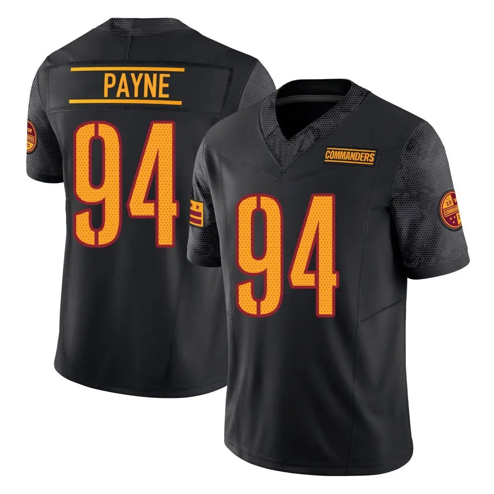 Davalo W.Commanders #94 Daron Payne Player Black Limited Vapor F.U.S.E. Home Game Stitched Jerseys