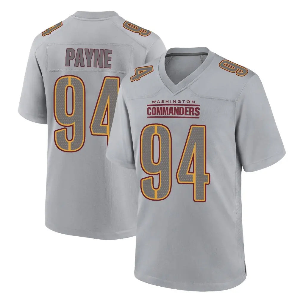 Davalo W.Commanders #94 Daron Payne Player Gray Atmosphere Fashion Home Game Stitched Jerseys