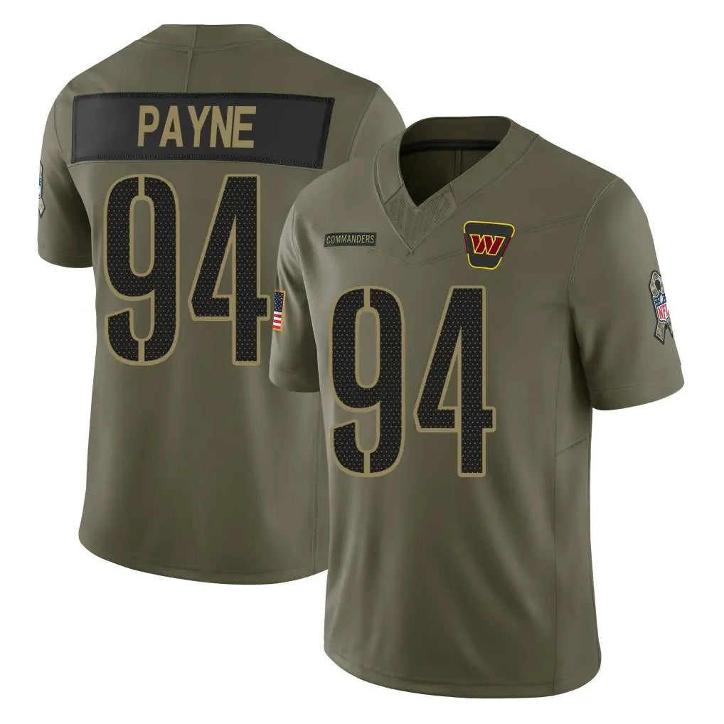 Davalo W.Commanders #94 Daron Payne Player Olive 2025 Salute To Service Limited Home Game Stitched Jerseys