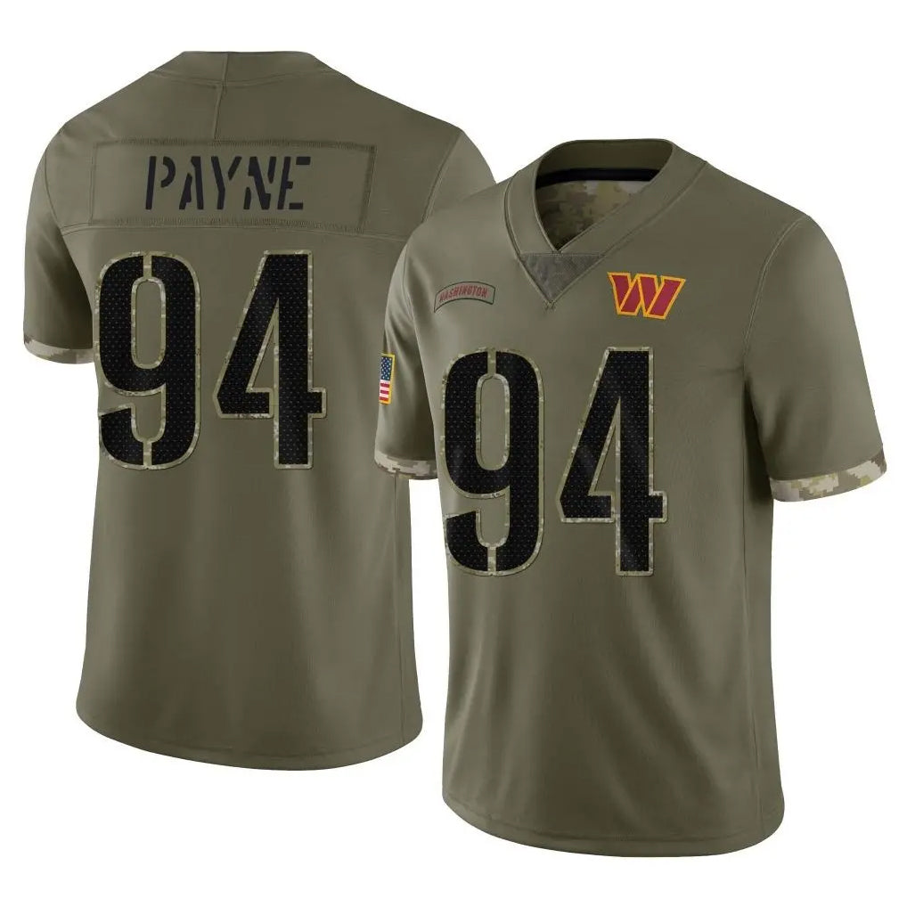 Davalo W.Commanders #94 Daron Payne Player Olive Salute To Service Limited Home Game Stitched Jerseys