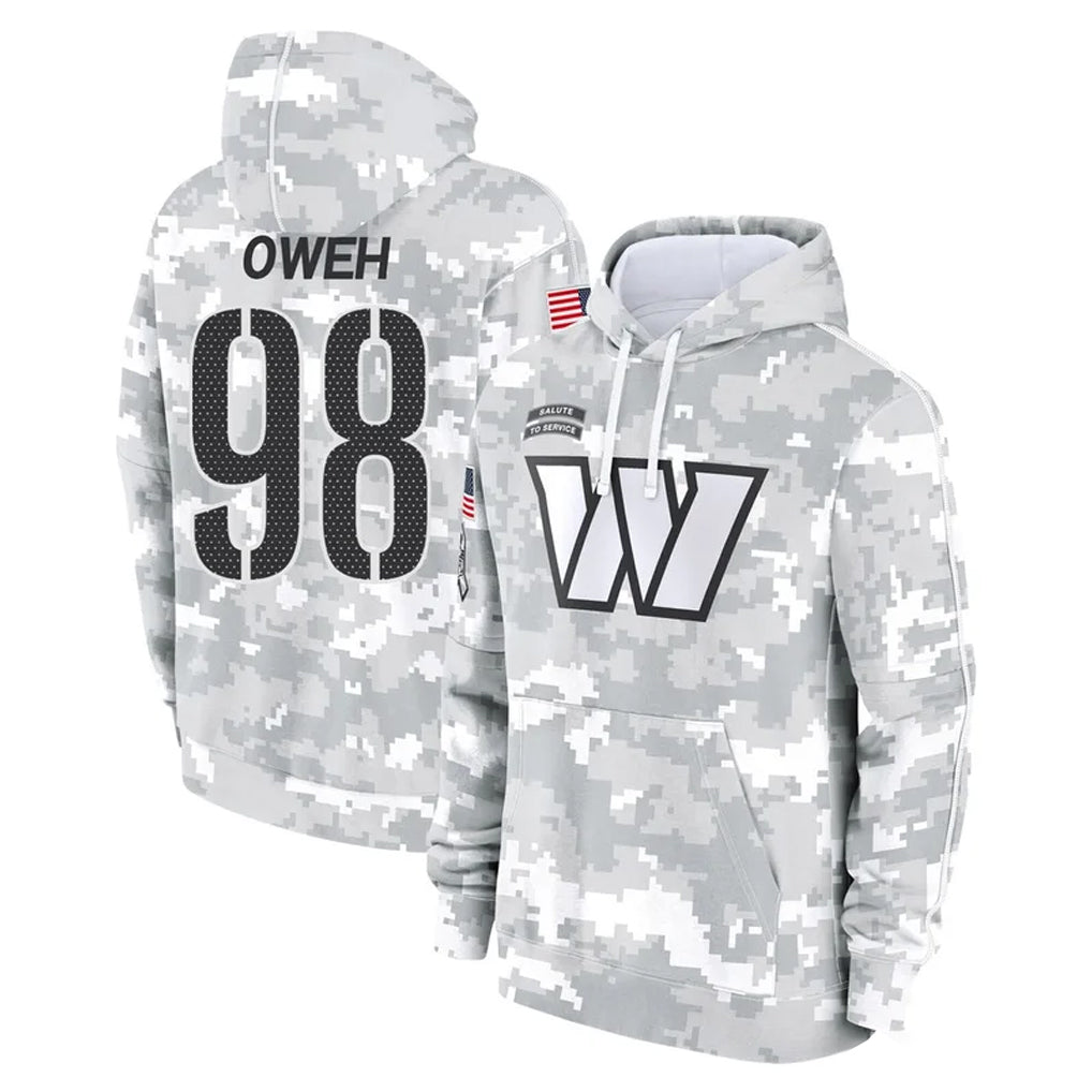Davalo W.Commanders #98 Odafe Oweh Player Arctic Camo Limited Salute to Service Pullover Hoodies Game Stitched Jerseys