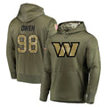Davalo W.Commanders #98 Odafe Oweh Player Olive Salute to Service Pullover Hoodie Limited Home Game Stitched Jerseys