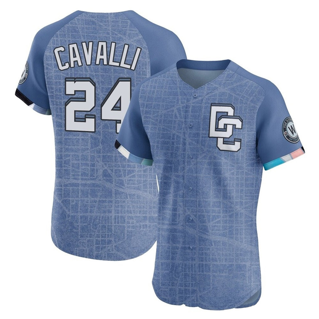 Davalo W.Nationals #24 Cade Cavalli Player Blue City Connect Elite Limited Stitched Jerseys