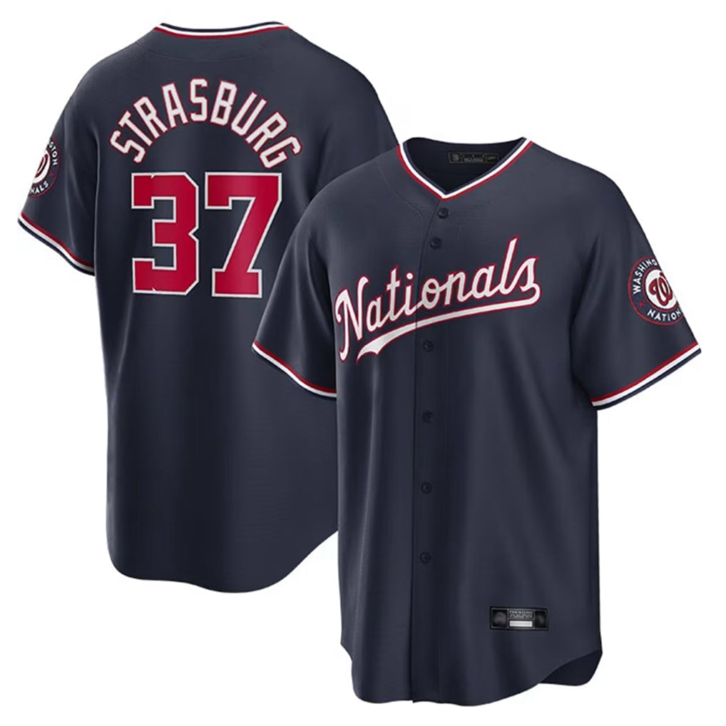Davalo W.Nationals #37 Stephen Strasburg Player Navy Replica Stitched Jerseys