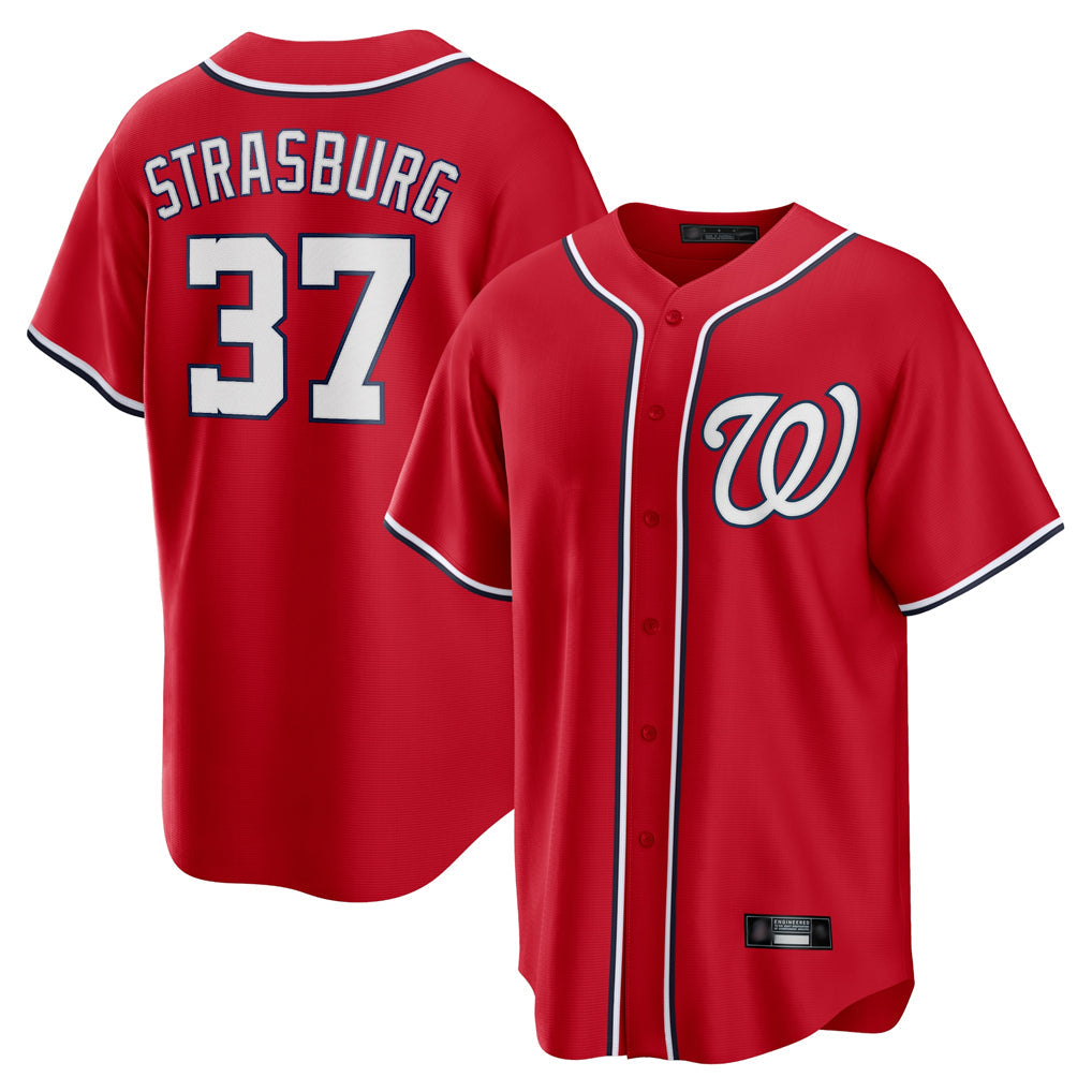 Davalo W.Nationals #37 Stephen Strasburg Player Red Alternate Replica Player Game Stitched Jerseys