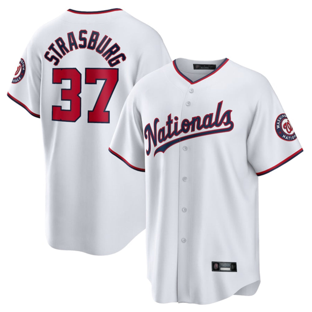 Davalo W.Nationals #37 Stephen Strasburg Player White Home Game Stitched Jerseys