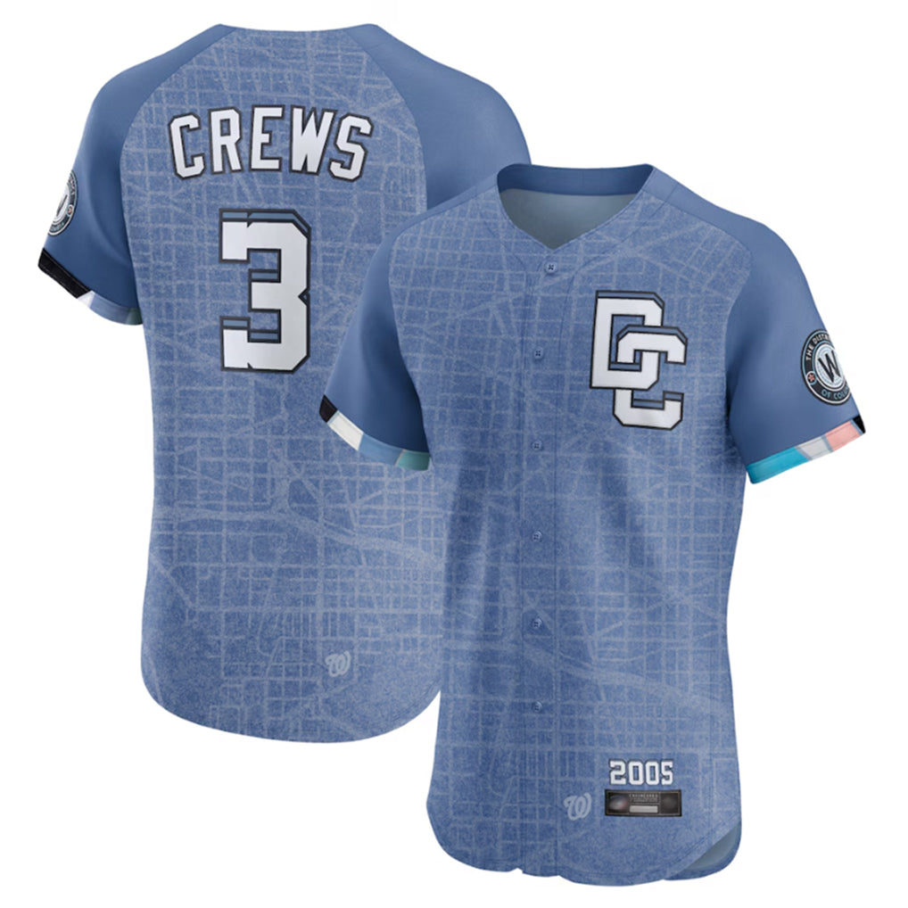 Davalo W.Nationals #3 Dylan Crews Player Blue City Connect Elite Stitched Jerseys