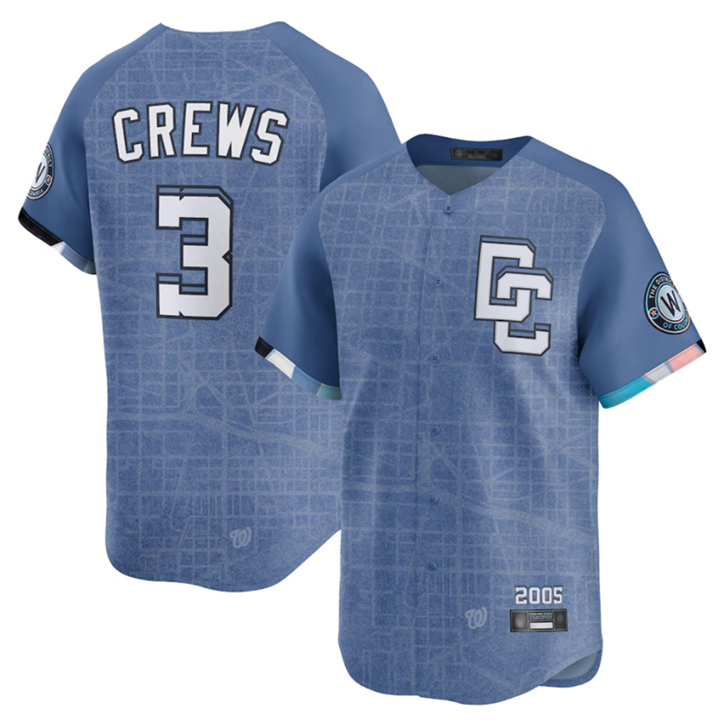 Davalo W.Nationals #3 Dylan Crews Player Blue Limited City Connect Stitched Jerseys